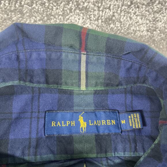 Ralph Lauren Flannel Shirt Mens Medium Button Down Tartan Plaid Cotton Pony - Picture 3 of 14